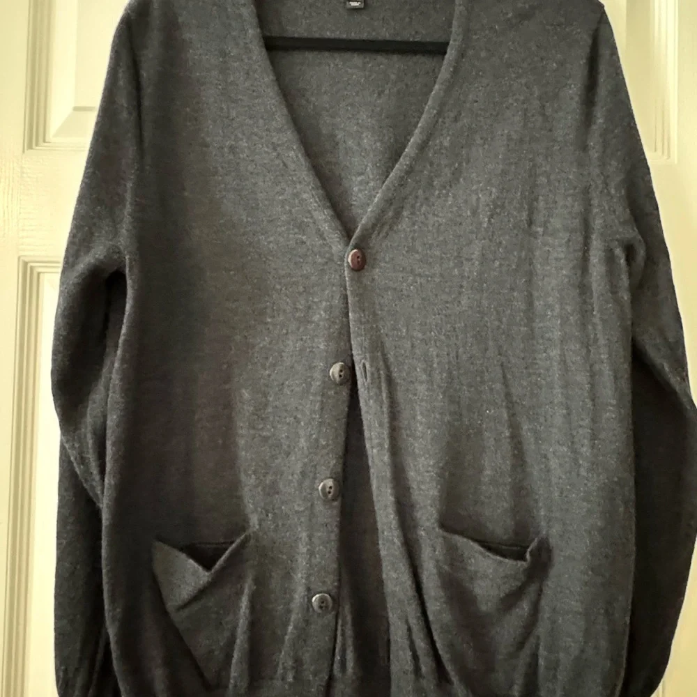 JCrew Men's Wool Cardigan Sweater Charcoal Grey Size Large